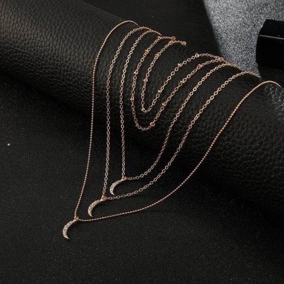 ✨2/$20✨Boho 3 moon rhinestone layered necklace - Picture 5 of 5